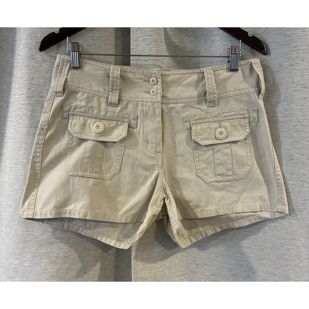 Y2K 2000s Low Rise Shorts Size 10 Juniors Khaki Tan Micro Cargo‎ Grunge Juniors